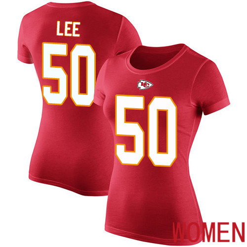 Women Kansas City Chiefs #50 Lee Darron Red Rush Pride Name and Number NFL T Shirt